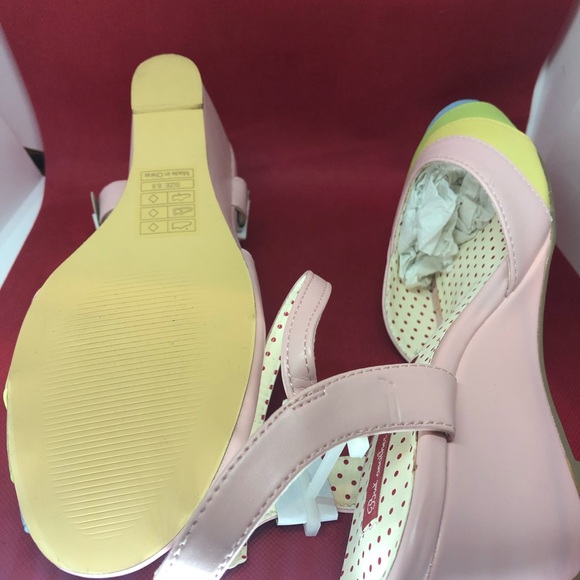 ModCloth B.A.I.T. Open-Toe Pink Rainbow Wedge - Picture 3 of 8
